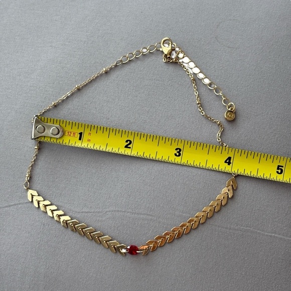 Lauren Conrad Gold Plated Chevron Choker Red Necklace - Picture 6 of 7